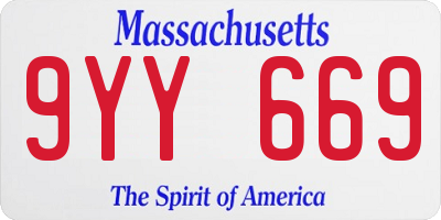 MA license plate 9YY669