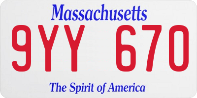 MA license plate 9YY670