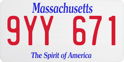MA license plate 9YY671