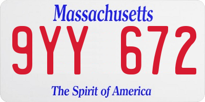 MA license plate 9YY672