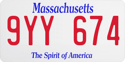 MA license plate 9YY674