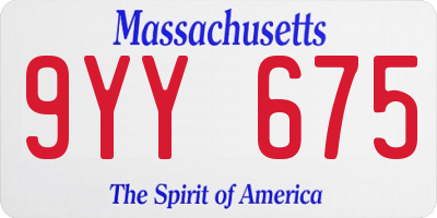 MA license plate 9YY675