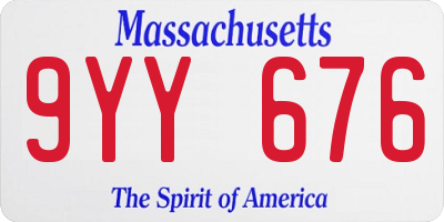 MA license plate 9YY676