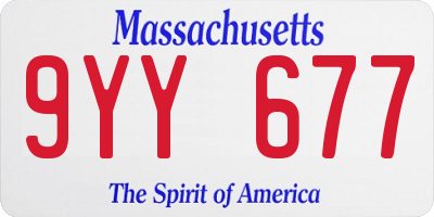 MA license plate 9YY677