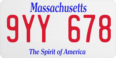 MA license plate 9YY678