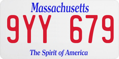 MA license plate 9YY679