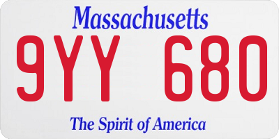 MA license plate 9YY680