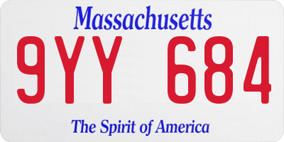 MA license plate 9YY684