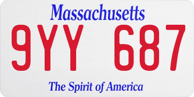 MA license plate 9YY687