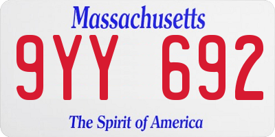 MA license plate 9YY692
