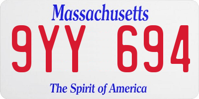 MA license plate 9YY694