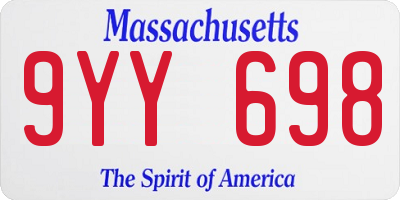 MA license plate 9YY698