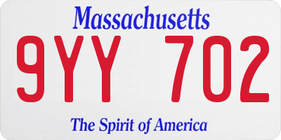 MA license plate 9YY702