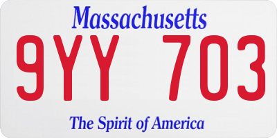 MA license plate 9YY703