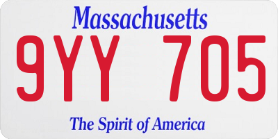 MA license plate 9YY705