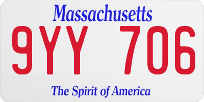 MA license plate 9YY706