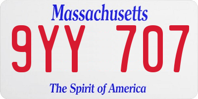 MA license plate 9YY707