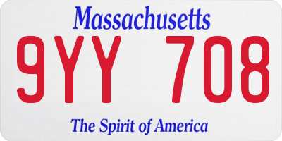 MA license plate 9YY708