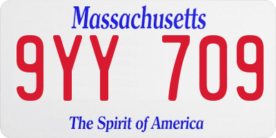 MA license plate 9YY709