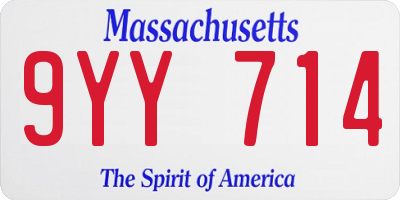 MA license plate 9YY714