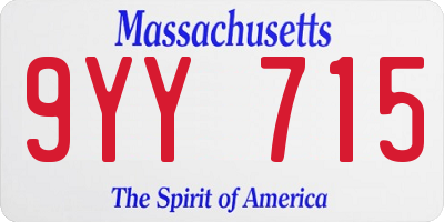 MA license plate 9YY715