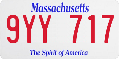 MA license plate 9YY717