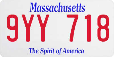 MA license plate 9YY718