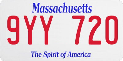 MA license plate 9YY720