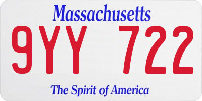 MA license plate 9YY722