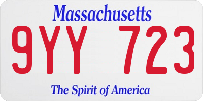 MA license plate 9YY723