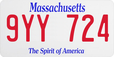 MA license plate 9YY724