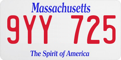 MA license plate 9YY725