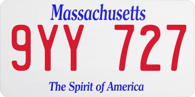 MA license plate 9YY727