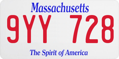 MA license plate 9YY728