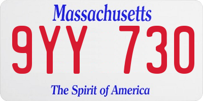 MA license plate 9YY730