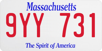 MA license plate 9YY731