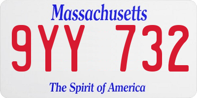 MA license plate 9YY732