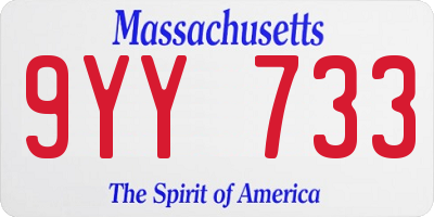 MA license plate 9YY733