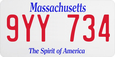 MA license plate 9YY734