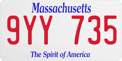 MA license plate 9YY735