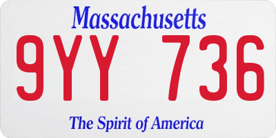 MA license plate 9YY736