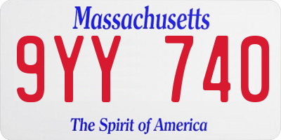 MA license plate 9YY740