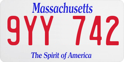 MA license plate 9YY742