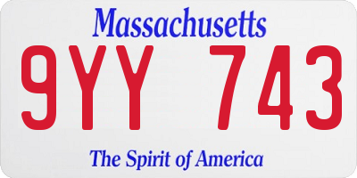 MA license plate 9YY743