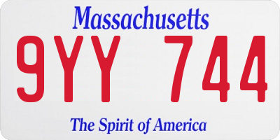 MA license plate 9YY744