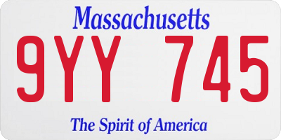 MA license plate 9YY745