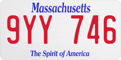MA license plate 9YY746
