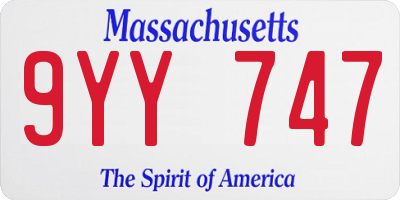 MA license plate 9YY747