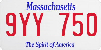 MA license plate 9YY750