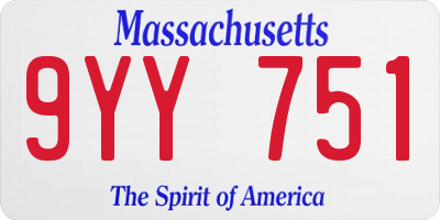MA license plate 9YY751